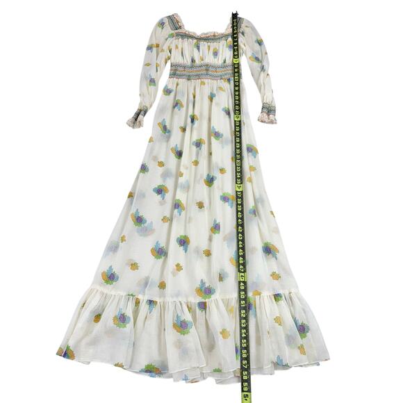 I.Magnin Women's Vintage 70's Floral Peasant Smocked Maxi Dress Size 12 - Picture 15 of 16
